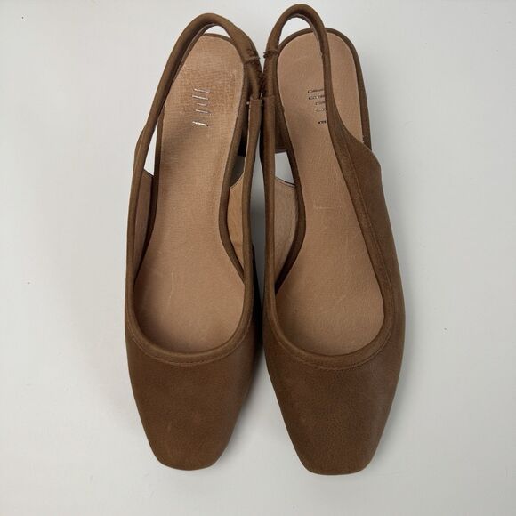 NWOB J.Jill Light Brown Leather Dressy Minimalist Suri Slingback Shoes, Sz. 7 - Picture 3 of 11